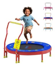Mini Trampoline for Kids 3-6 with Super Safe Foam Handle Bar, 3ft Red & Blue