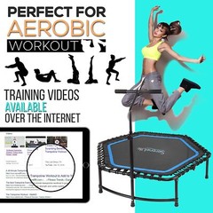 SereneLife Trampoline 40″/50″ – in-Home Cardio Fitness Rebounder with Adjusta…