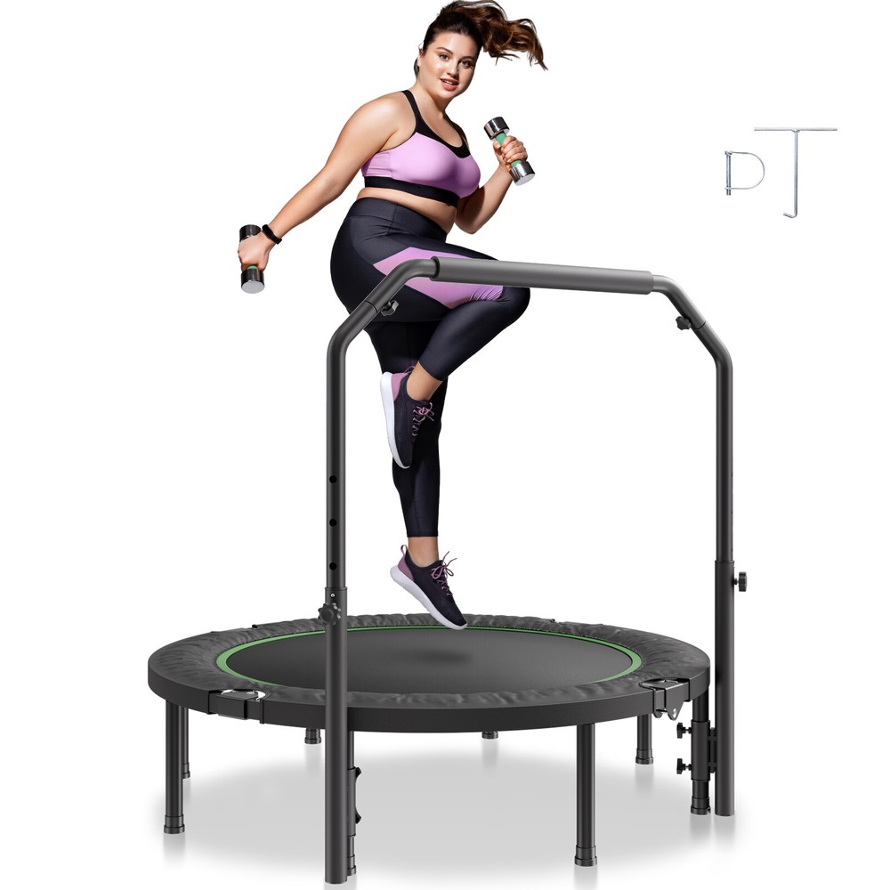 52″ Foldable Mini Fitness Trampoline Adults Exercise Rebounder with Handle