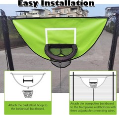 Trampoline Basketball Hoop W/ Pump & 4 Mini Balls Easy to Install Universal