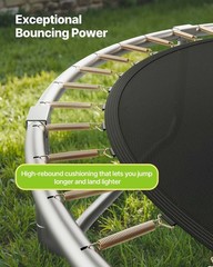 15FT Round Outdoor Trampoline w/ U-Shaped Legs & Net, 470lb, ASTM Certified