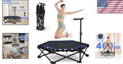 42 Inch Fitness Trampoline with Silent Design and Anti Slip Foot Pads for Indoor