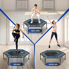 Sturdy Hexagon Fitness Trampoline Cardio Workouts Non-Slip Base 350lbs Capacity