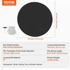 VEVOR Replacement Trampoline Mat, Jumping Mat Fits 14ft Frame, Black