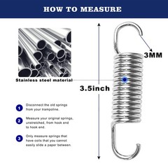 16 PCS 3.5 Inch Heavy Duty Stainless Steel Trampoline Springs With THook Tool