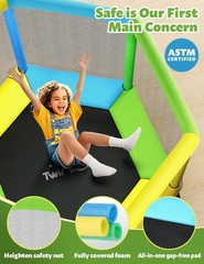 60″ Trampoline for Kids, Twinkoo 5FT Fortified Toddler Trampolines with Anti-…