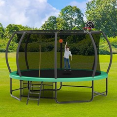 14ft Recreational Trampolines with Ladder ASTM Approval Adults Kids Trampoline