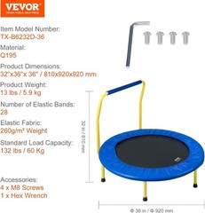 3FT Trampoline for Kids, 36″ Trampolines Indoor/Outdoor Trampoline for Toddle…