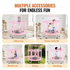 VEVOR 55″ Trampoline for Kids Mini Toddler Trampoline with Net Indoor Outdoor