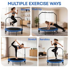 40″ Fitness Trampoline Rebounder with Adjustable Foam Handle for Home Workouts