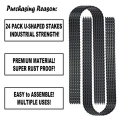 Heavy Duty U Shaped Rebar Ground Stakes Trampoline Anchors 10 Inch 24 PCS
