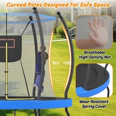 8ft 10ft Trampoline with Basketball Hoop & Ladder Outdoor Backyard Trampolines
