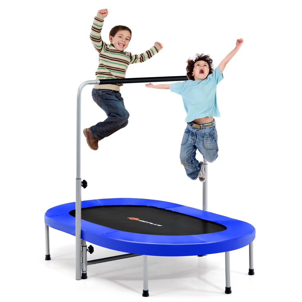 Costway 50″ Trampoline for 2 People Foldable Rebouncer w/Adjustable Handrail