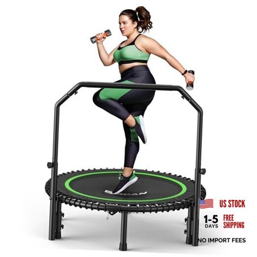 BT2 450/550LBS Mini Rebounder Trampoline for Adults with Bar, 40IN 40IN-GREEN