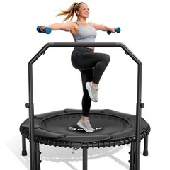 FED Fitness 40/48″ Mini Rebounder Trampoline with Handle and Bungees for Adults