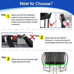Trampoline Poles Replacement, Universal Trampoline Replacement Enclosure Pole…