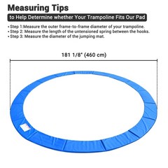 15′ FT Round Trampoline Safety Pad Replacement EPE Foam Blue Spring Frame Cover