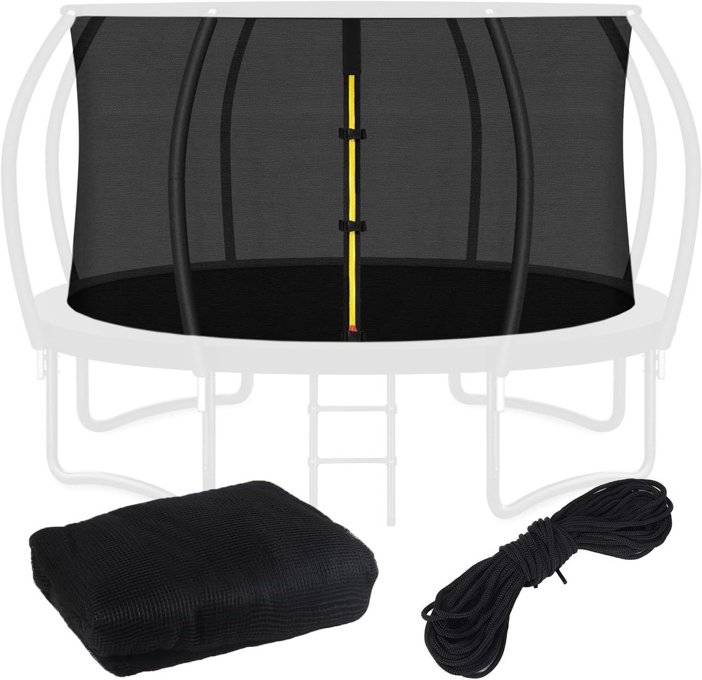 Top Ring Trampoline Enclosure Net Replacement-for 8 Curved Poles Top 12FT Frame