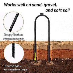 10 Inch Heavy Duty Trampoline Stakes, 16 Pack U Shaped Solid Steel Ground Anc…