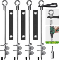 24” Ground Anchors Screw in – Heavy Duty Trampoline Anchors – Shed Anchor Kit –