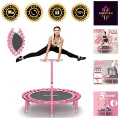 Space-Saving Foldable Trampoline with Adjustable T-Bar – Ideal for Home Workouts