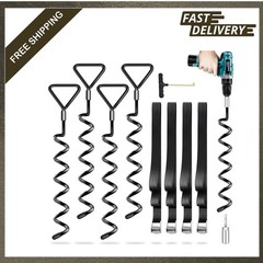 Heavy Duty Trampoline Stakes 4 Pack Ground Anchors with Straps for Wind