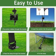24” Mobile Home Anchors, Set of 4 Ground Anchors Screw in with Brackets and …
