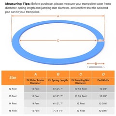 12′ FT Round Trampoline Safety Pad Replacement EPE Foam Blue Spring Frame Cover