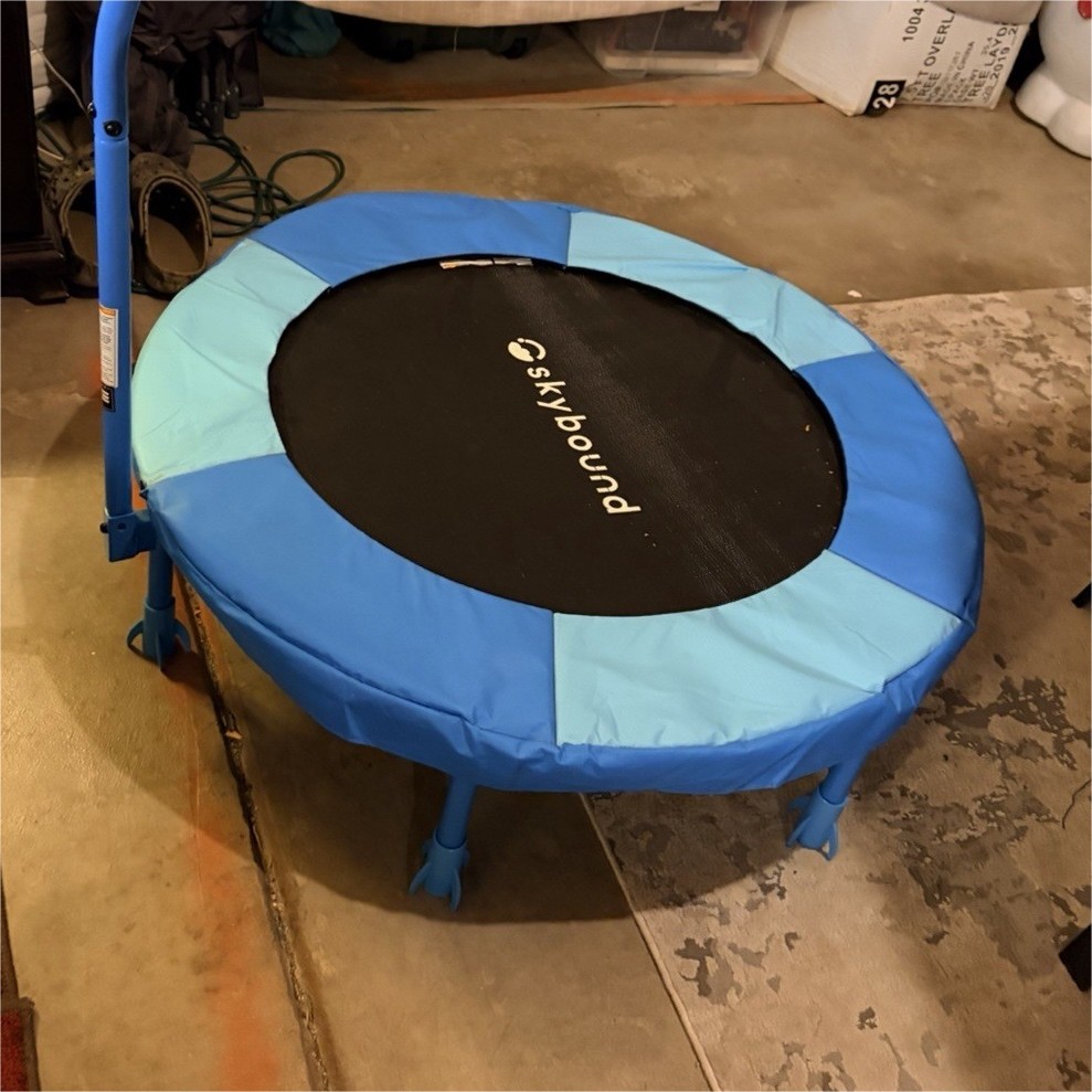 Skybound Fitness Rebounder Trampoline w/ Handlebar, Blue/Light Blue/Black