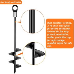 Ground Anchors Heavy Duty 16 Inch Spiral Stakes Kit for Trampolines and Outdoor