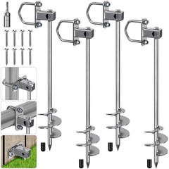 Multi-Purpose Ground Anchors Screw in, Fully Welded Shed Anchor Kit, 30” Ear…