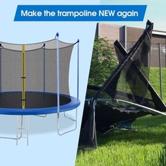 14 FT Trampoline Replacement Net with Poles, Trampoline Net Poles with Clamps an