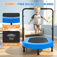 56” Foldable Trampoline w/Adjustable Handle 220lbs Capacity for Kids & Toddlers