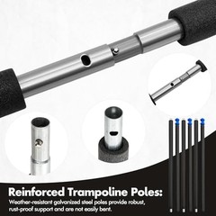 10 Sets Universal Trampoline Replacement Enclosure Poles Fit 8-16 Ft Straight