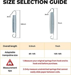Heavy Duty Stainless Steel Trampoline Springs 5.5-7 Inch – Set of 16