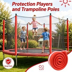 12 Pack Red Trampoline Pole Sleeve Covers 35.4 x 1.26 inches, Upgraded NBR
