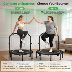 BT2 450/550LBS Mini Rebounder Trampoline for Adults with Bar, Fitness Trampoline