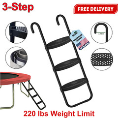 Trampoline Ladder 3-Step -Sturdy Steel, Wide Steps, Easy Climb, 220 lbs Capacity