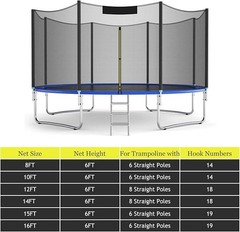 8FT Trampoline Replacement Net Protection Safety Enclosure Net Poles Not Include