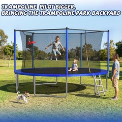 14FT Trampoline ,Sports Fitness Trampolines with Enclosure Net, Recreational