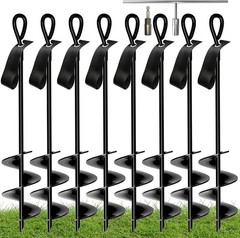 18 Inch Heavy Duty Ground Anchors Screw in 8 Pack Spiral Trampoline Stakes