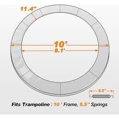 10FT Trampoline Pad Replacement Foam Padding No Gap Safety Cover Durable PVC New