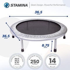 Folding Trampoline with Smart Workout App, Black – Portable Fitness Rebounder…