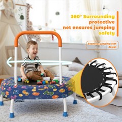 28inch Kids Toddler Trampoline with Handle Boys Girls Indoor Outdoor Baby Gift