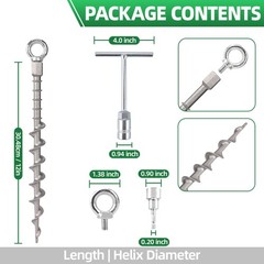 12pk Heavy Duty Screw Tent Stakes 12 Inch Rustproof Aluminum Ground Anchors