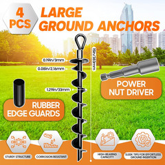 [Premium] 4 Pack Ground Anchors with Power Nut Driver Drill Bit, Ground Anchors