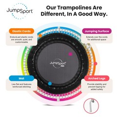 JumpSport 350 PRO Fitness Trampoline, Cardio Workout Equipment, 39″ (Open Box)