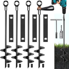 Ground Anchors Heavy Duty 16 Inch Spiral Stakes Kit for Trampolines and Outdoor