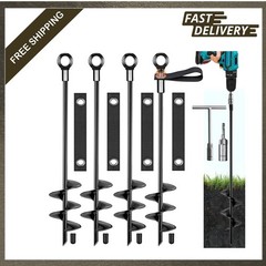 Ground Anchors Heavy Duty 16 Inch Spiral Stakes Kit for Trampolines and Outdoor
