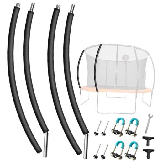 2PCS Trampoline Curved Poles, Universal Trampoline Replacement Enclosure Poles